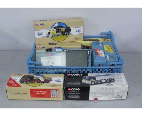 Nine Diecast Model Commercial Vehicles by Corgi to include #23601 "Robinsons of Carlisle" Albion Reiver 6 Wheel Platform Lorr