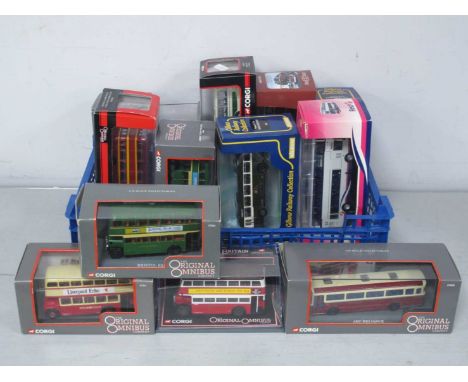 Thirteen 1:76th Scale Diecast Model Buses by Corgi, Gilbow, Creative Master to include The Original Omnibus Company #OM42413 