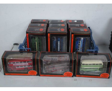 Twelve 1:76th Scale Diecast Model Buses by EFE to include #15609 Routemaster 'Mansfield &amp; District', #18103 Leyland Atlan