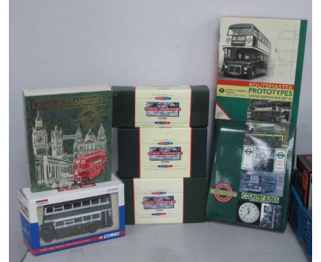 Eleven Diecast Model Buses by Corgi, EFE, Gilbow, to include 1:76 EFE #96935 Routemaster Prototypes, Country Buses (set 2) Co