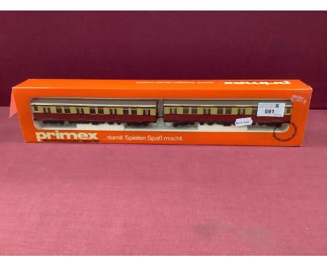 A Marklin (Primex) 'HO' Gauge Boxed Two Unit Sixteen Wheel Bogie Railcar; Class 275 R/No's 275 343-2 and 275 233-5; tinplate 