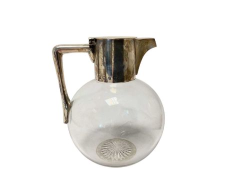 Victorian silver mounted glass claret jug of globular form with star cut base, (Birmingham 1898), maker Hukin &amp; Heath, 16