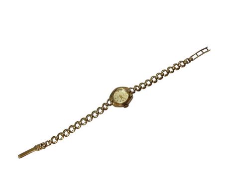 9ct gold Rotary ladies wristwatch on a 9ct gold braceletTotal weight 13.3 grams 