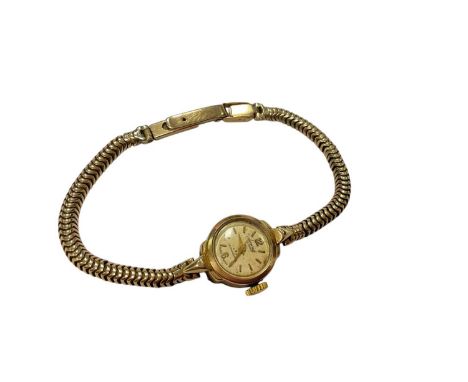 1950s ladies Accurist 9ct gold wristwatch on 9ct gold braceletTotal weight 12.2 grams.Case hallmarked Edinburgh 1957.Barcelet