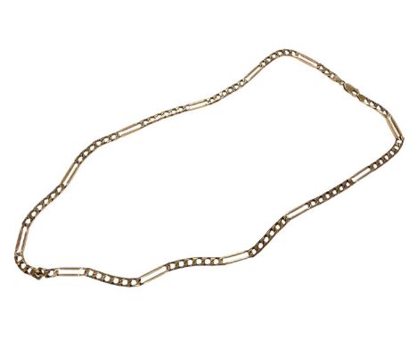 9ct gold flat curb chain, 60.5cm longWeight 30.1 grams. Good condition commensurate with age. Clasp works well. Links measure