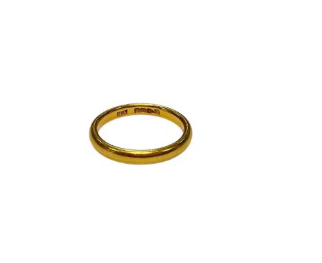 22ct gold wedding ring (Chester 1939), size KWeight 3.5 grams