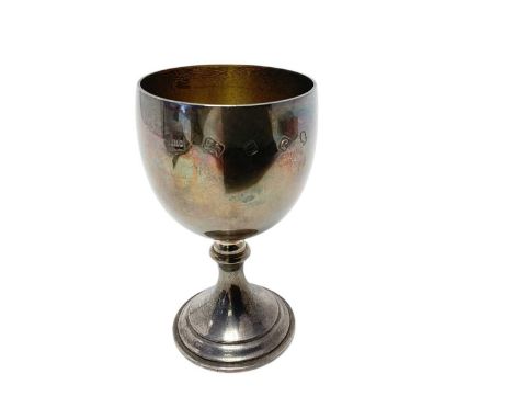 Elizabeth II silver trophy cup / goblet of conventional form, (London 1977), maker John Henry Odell, 11.7cm in overall height