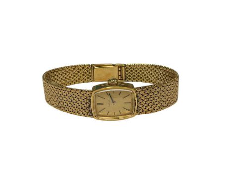 1960s Omega 18ct gold ladies wristwatch on an integral 18ct gold woven mesh bracelet (London import 1966)Total weight 38.4 gr