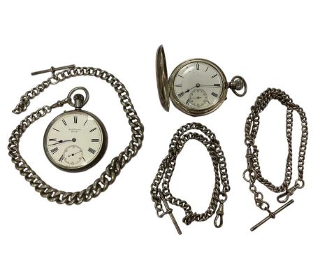 Victorian silver cased full hunter pocket watch (London 1892), Victorian J.W. Benson silver cased pocket watch (London 1888) 