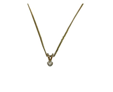 Diamond single stone pendant, estimated to weigh approximatley 0.10cts, in 9ct gold mount on a 9ct gold chain, 51.5cm longTot