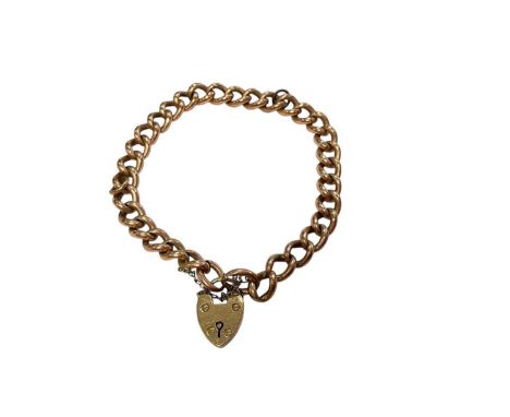 9ct rose gold curb link chain bracelet with 9ct yellow gold padlock claspWeight 13.3 grams