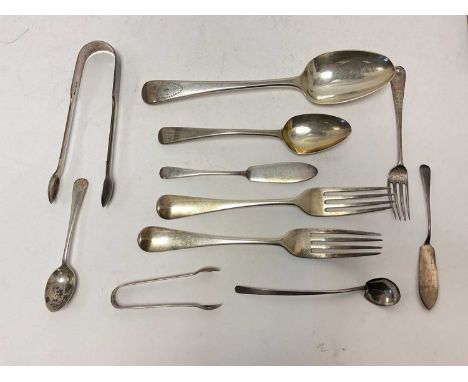 Group of Georgian and later silver flatware, 11.6 troy ozs in total
