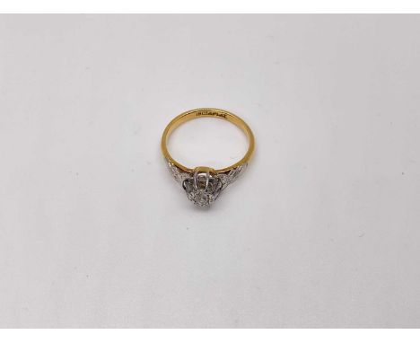 1920s diamond single stone ring with an old cut diamond in platinum setting on 18ct gold shankSize P. Weighs 3.4g.