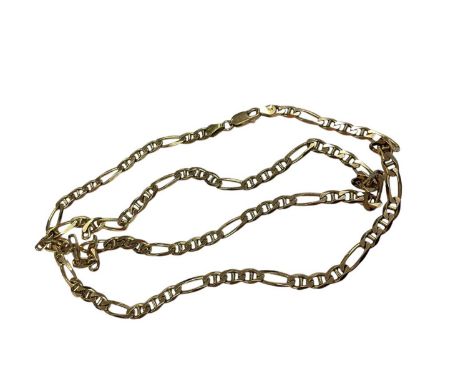 9ct gold flat curb link chain, 61.5cm longWeight 18.3 grams