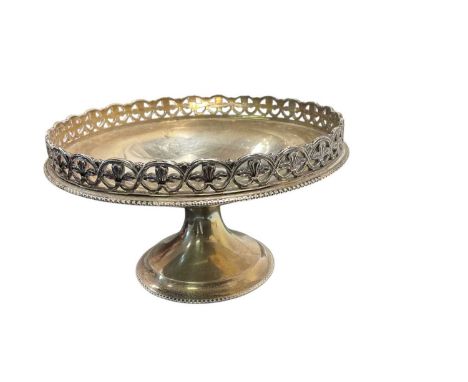 George V silver bon bon dish with pierced border, raised on a pedestal foot, (London 1930), maker Blackmore &amp; Fletcher Lt