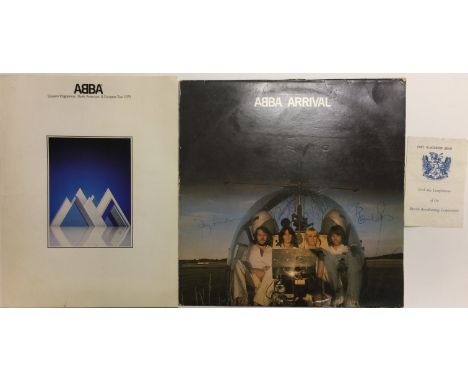 ABBA SIGNED. A copy of Abba - Arrival, signed to front of sleeve in blue ink by Agnetha Fältskog, Björn Ulvaeus, Frida Lyngst