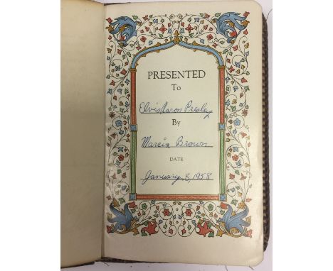 ELVIS PRESLEY PERSONAL AND LAST BEDSIDE BIBLE. A stunning item here with great provenance. This 'World Publishing Company' Bi