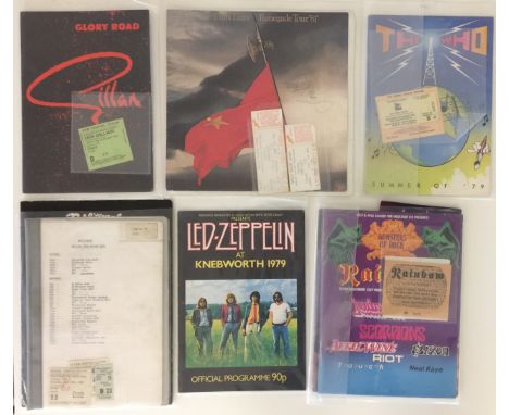 HEAVY ROCK SIGNED ITEMS. To include six packs of rock ephemera featuring The Who 'Summer of '79' ticket and tour programme si