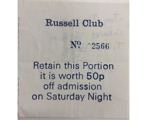 JOY DIVISION/CABARET VOLTAIRE/TILLER BOYS ORIGINAL FACTORY TICKET. An original ticket stub for FAC3, a 21st October 1978 gig 