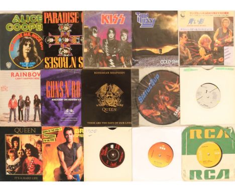 70s/METAL/ROCK/FOLK/PROG. A collection of approximately 90 7", with artists to include: Alice Cooper, Guns n' Roses, Kiss, Th