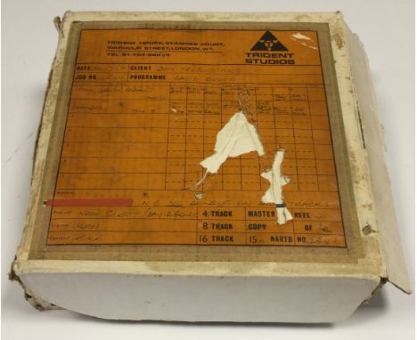 DAVID BOWIE UNRELEASED TRACK MASTER TAPE. A boxed reel of 2" Scotch tape, with Trident Studios labels on box indicating that 