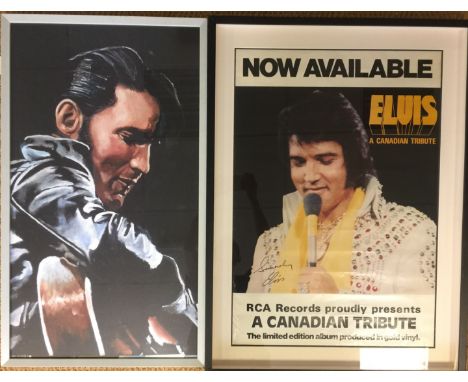 ELVIS FRAMED. Two framed Elvis items and a rare photograph. To include a RCA Elvis poster (70 x 94 cm), a framed print of a w