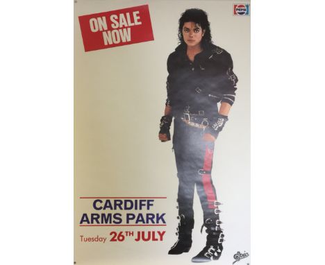 MICHAEL JACKSON CARDIFF POSTER. To include an original Michael Jackson 'Bad' world tour poster promoting his 1988 concert dat