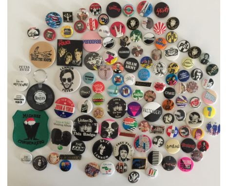 ASSORTED BADGES AND PATCHES. Approx 118 assorted badges and one Madness patch. Badges to include: PiL, Pretenders, The Police