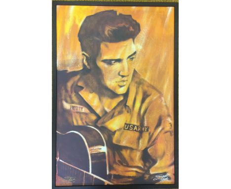 ELVIS STEPHEN FISHWICK PRINT. A gallery proof giclee print on canvas of a work by Stephen Fishwick, titled 'US Army'. Signed 