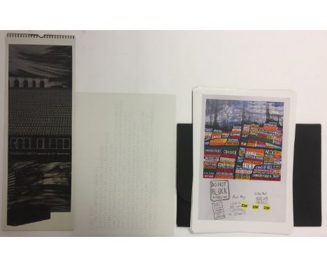 RADIOHEAD LITHOGRAPH SET AND CALENDAR. Two pieces of Radiohead memorabilia to include: branded folio folder issued in 2003 co