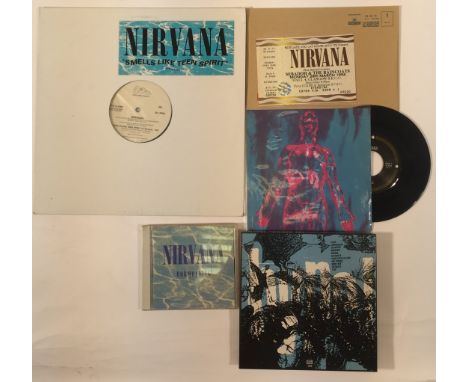 NIRVANA/SUB POP. Delightful bundle of 5 x collectable releases. Titles are Smells Like Teen Spirit (PRO-A-4365 promo - Ex+ su