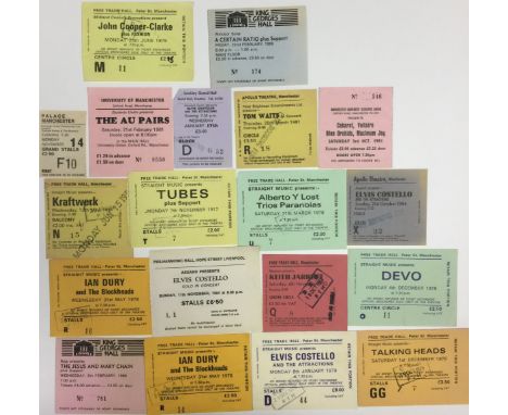 ASSORTED MANCHESTER TICKETS. 19 circa 1970/80s ticket stubs for events around Manchester. Artists/gigs include: Tubes, Ian Du
