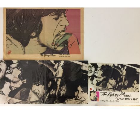 ROLLING STONES LOVE YOU LIVE WARHOL SIGNED. Three pieces of memorabilia relating to Andy Warhol's work for The Rolling Stones