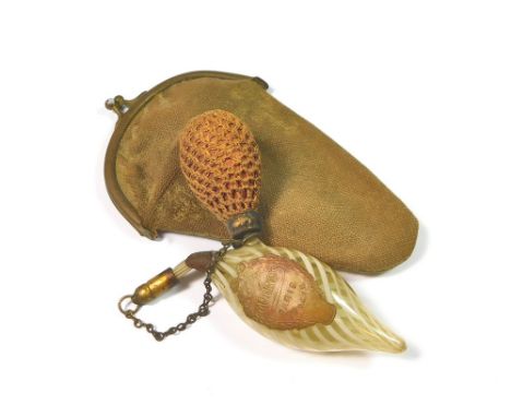MOKINS PERFUME FLASK. A Mokins's, Paris perfume flask in blown Venetian glass, with original Art Nouveau paper labels, origin
