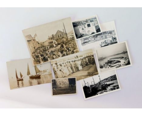 NEWLYN PHOTOGRAPHS. An original photographic print of the dedication of Newlyn War Memorial in 1920. Also, two real photograp