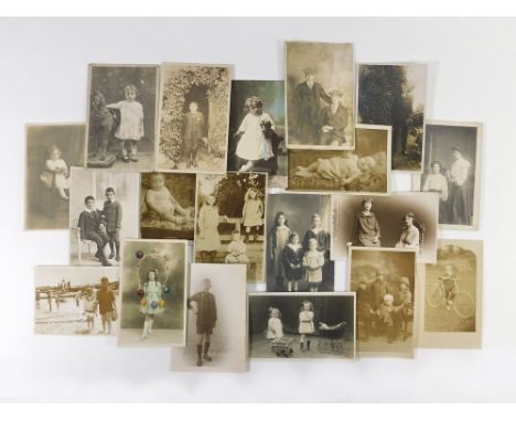 EARLY 20TH CENTURY STUDIO CHILDREN & SIBLING PORTRAITS. Twenty-one early 20th century portrait photographs including studio &