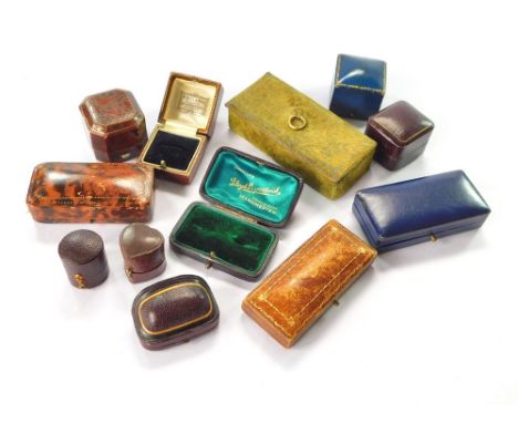 JEWELLERY BOXES. Twelve various old retail jewellery boxes for rings, cufflinks, earrings etc.  Please note that all items in