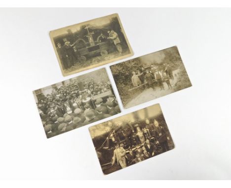 HELSTON FIRE ENGINE & FIREMEN. Three real photographs, early 20th century postcards: a portrait of Helston Borough fire engin