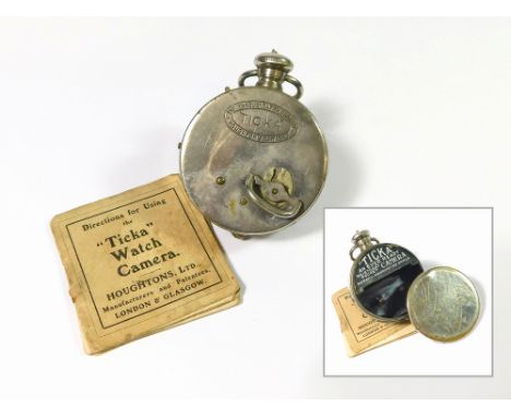 TICKA WATCH CAMERA. A 'Ticka' subminiature watch camera, manufactured by Houghtons Ltd., London & Glasgow, c.1905-1914. The n