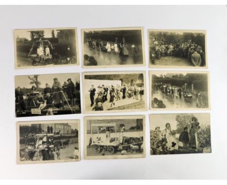 HELSTON CARNIVAL ETC. Eleven real photograph postcards of carnival floats, including Helston.  Please note that all items in 