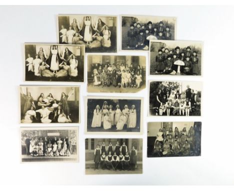 HELSTON THEATRICAL & OTHER GROUPS ETC. Eleven real photograph postcards of Helston theatrical & other groups including Browni