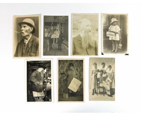 HELSTON & OTHER PORTRAITS. Seven real photograph portrait postcards: Miss Roscorla, Helston bill poster, Barbara Gilbert coll