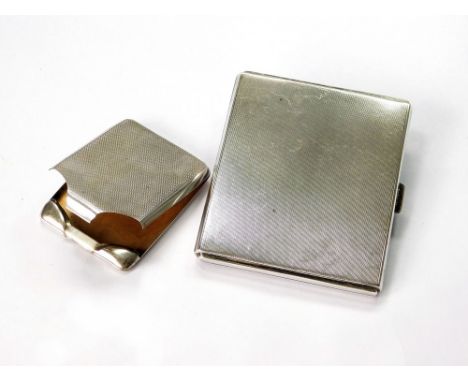 CIGARETTE CASE, ETC. An Art Deco, engine-turned silver cigarette case, initialled to the interior, Birmingham 1938. Also, a s