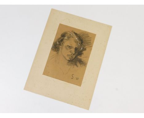 SVEN BERLIN. Portrait of a Woman. Charcoal & chalk on paper. Initialled 'S' & dated '38. (The year that Sven Berlin moved to 