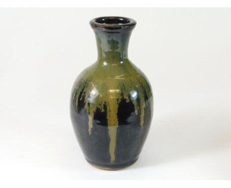 TREVOR CORSER. A Trevor Corser, Leach Pottery bottle vase with running glaze. Impressed personal & Pottery marks. Height 22cm