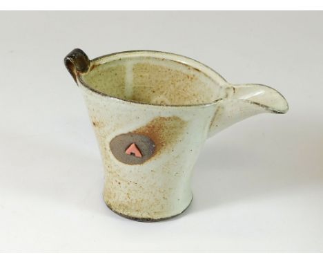 JEFF OESTRICH. A Jeff Oestrich, jug with exaggerate spout made at the Leach Pottery. Impressed personal & Pottery marks. Heig