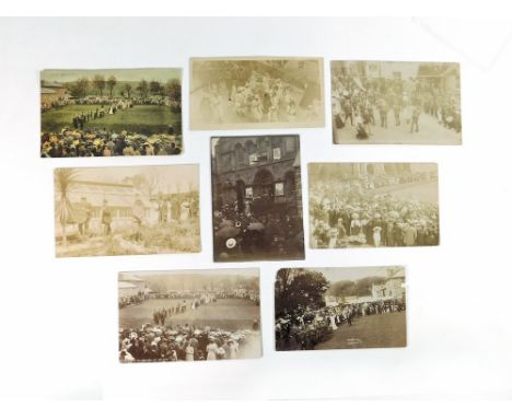 HELSTON EARLY 20thC FLORA DAY POSTCARDS. Five real photograph postcards of Flora Day c.1905-1909 including dancers crossing t