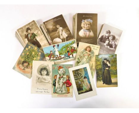 GREETING POSTCARDS. Approximately 150, early 20 century, Christmas, New Year, Easter & birthday greetings cards.  Please note