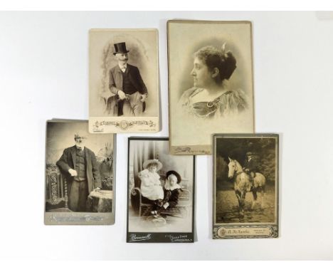 LATE 19TH & EARLY 20TH CENTURY STUDIO PORTRAITS. Five late 19th century, large size 'carte de visite' studio Cornish portrait
