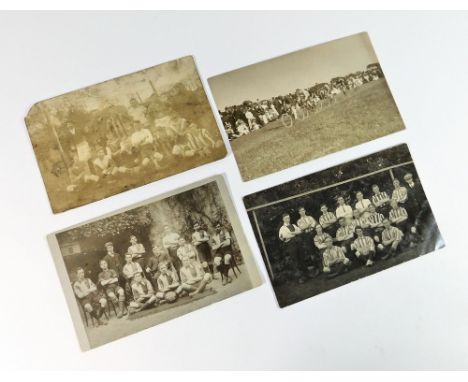 HELSTON FOOTBALL CLUB ETC. Two real photograph postcards of Helston AFC 1905/06 & 1907/1908, also Breage football team & a He